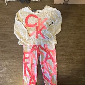 Calvin Klein Jeans Girl’s pink and grey sweatsuit. Size 3T